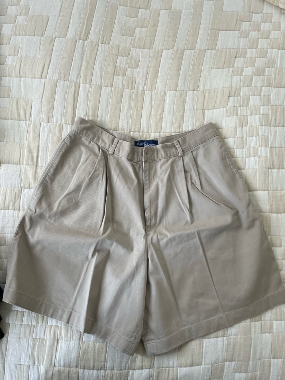 khaki Ralph Lauren pleated high waist shorts